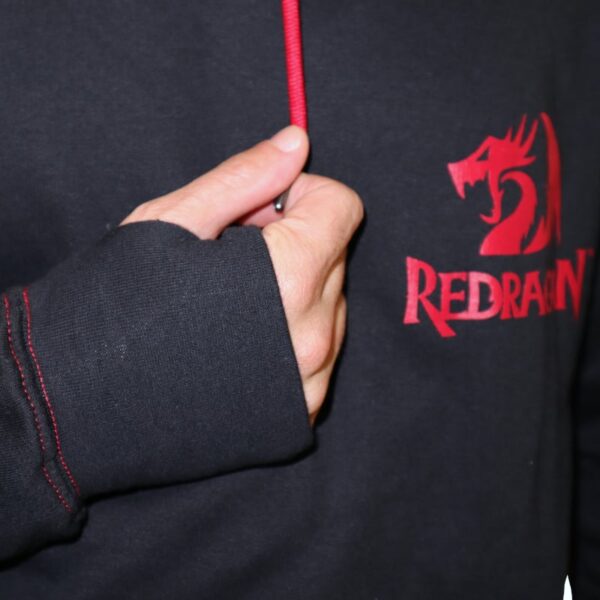 REDRAGON HOODIE WITH FRONT and BACK LOGO - BLACK - LARGE - Image 6