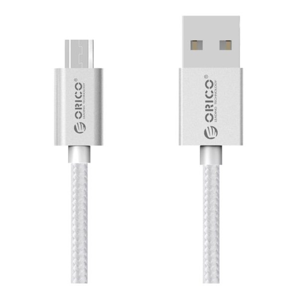 ORICO Micro USB Braided Charging Data Cable Silver 1M - Image 2
