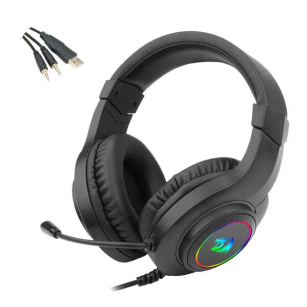 REDRAGON Over-Ear HYLAS Aux (Mic and Headset)|USB (Power Only)
RGB Gaming Headset - Black - Image 6