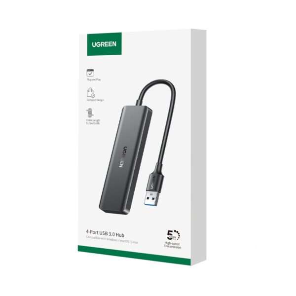 UGREEN 4-in-1 USB 3.0 Hub - High-Speed 5Gbps Data Transfer - Grey - Image 6