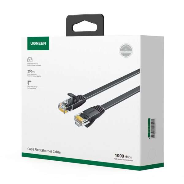 UGREEN NW102 Cat6 U/UTP Flat Ethernet Cable 1m - Black - Image 5