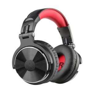Oneodio Pro 10 Professional Wired Over Ear DJ and Studio Monitoring Headphones – Red/Black