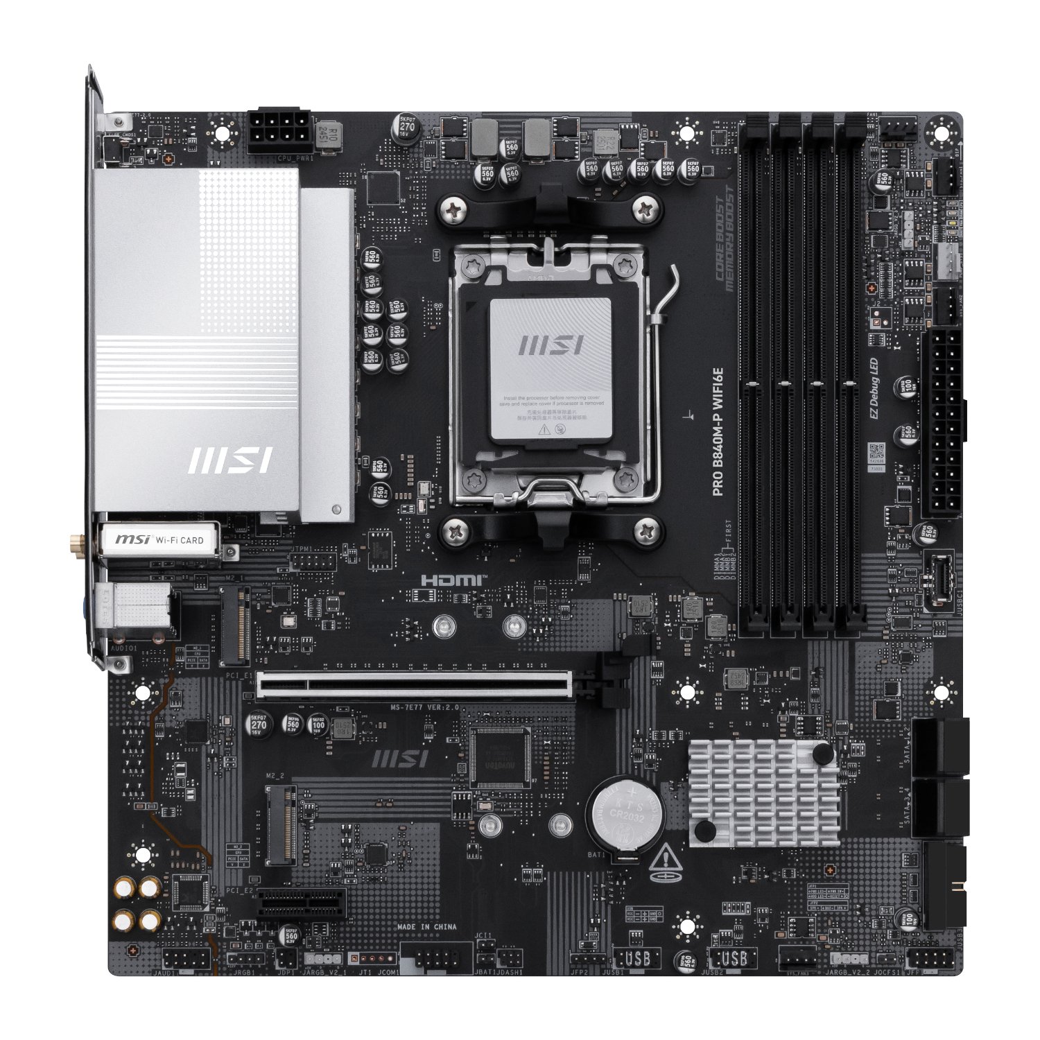 MSI PRO B840M-P Wi-Fi 6E AMD AM5 MATX Gaming Motherboard - Image 2