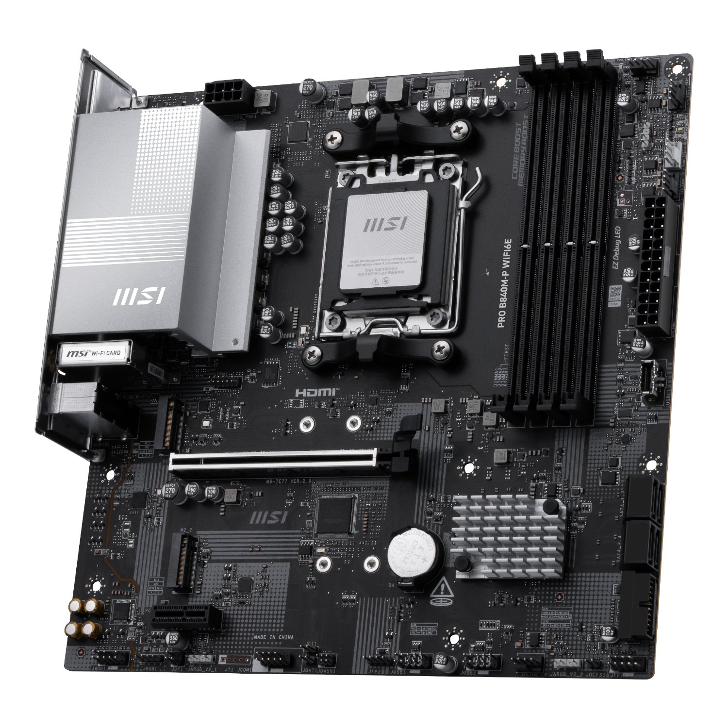 MSI PRO B840M-P Wi-Fi 6E AMD AM5 MATX Gaming Motherboard - Image 4