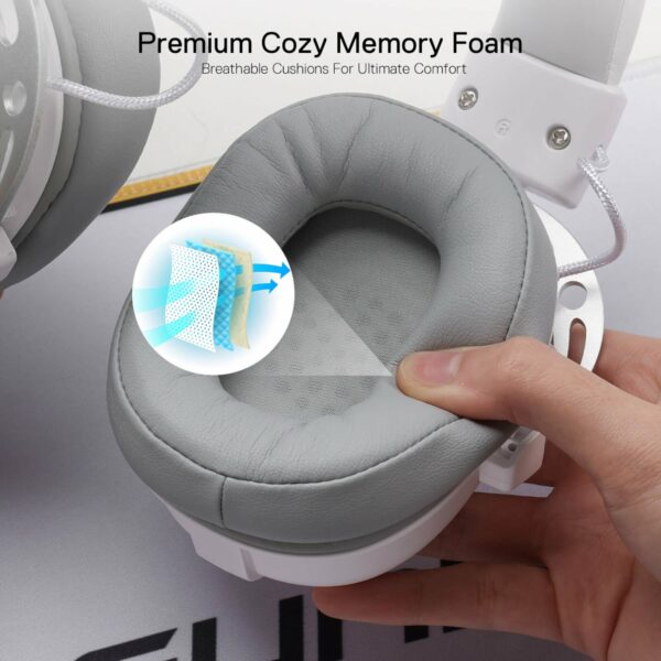 REDRAGON Over-Ear AURORA Gaming Headset - White - Image 6