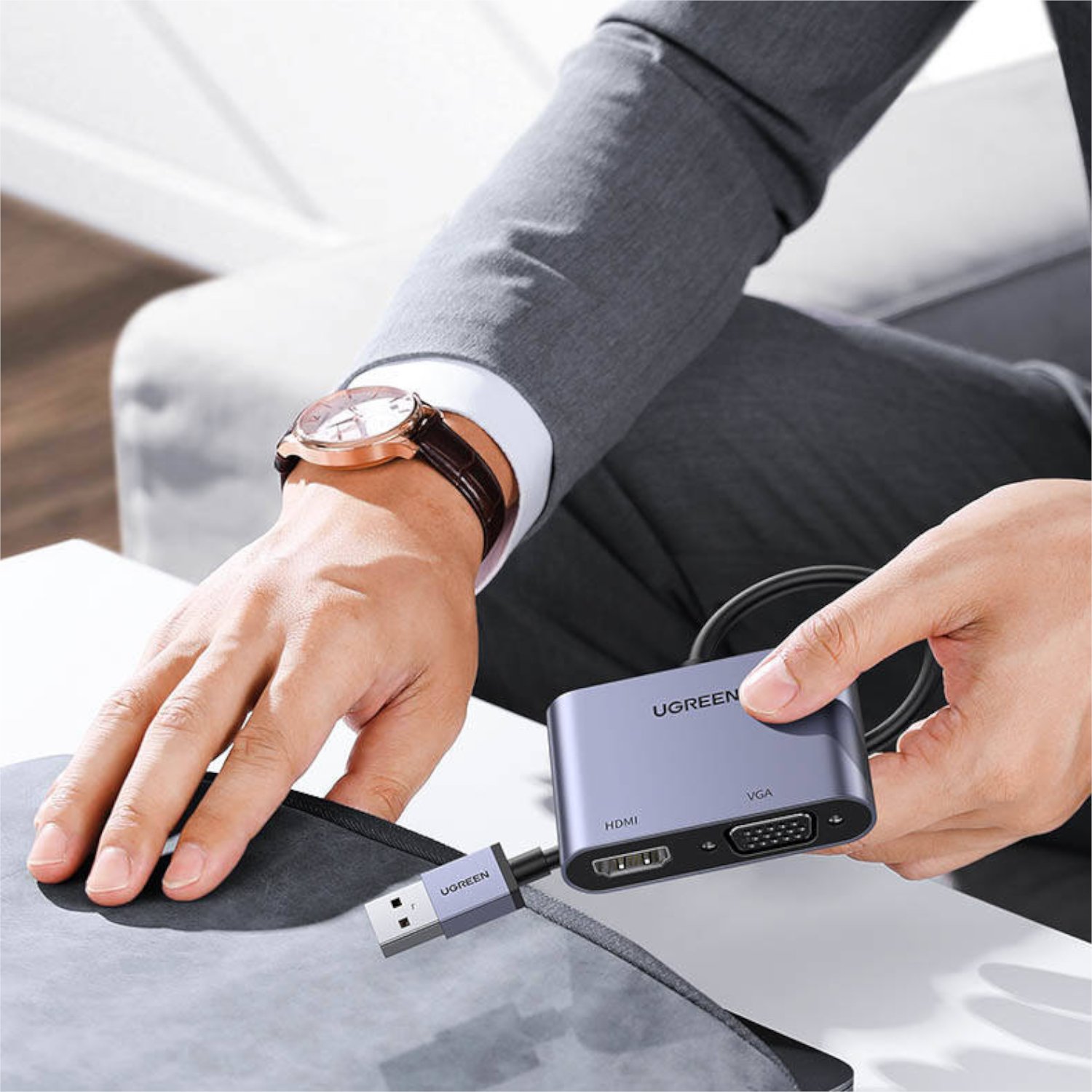 UGREEN CM449 USB-A to HDMI + VGA 1080P Display Adapter - Image 5