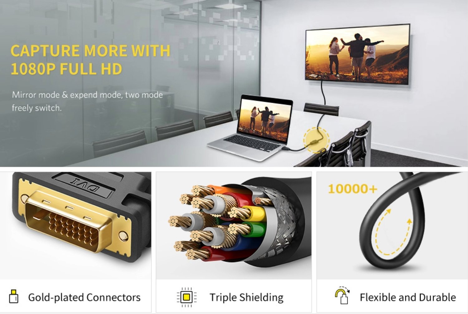 UGREEN DVI to HDMI Cable Adapter 15cm | Male to Female | 1080p Full HD – Black - Image 3