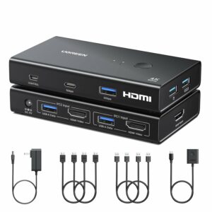 UGREEN 2-In-1 HDMI KVM Switch 4 USB Ports 4K@60Hz–Black