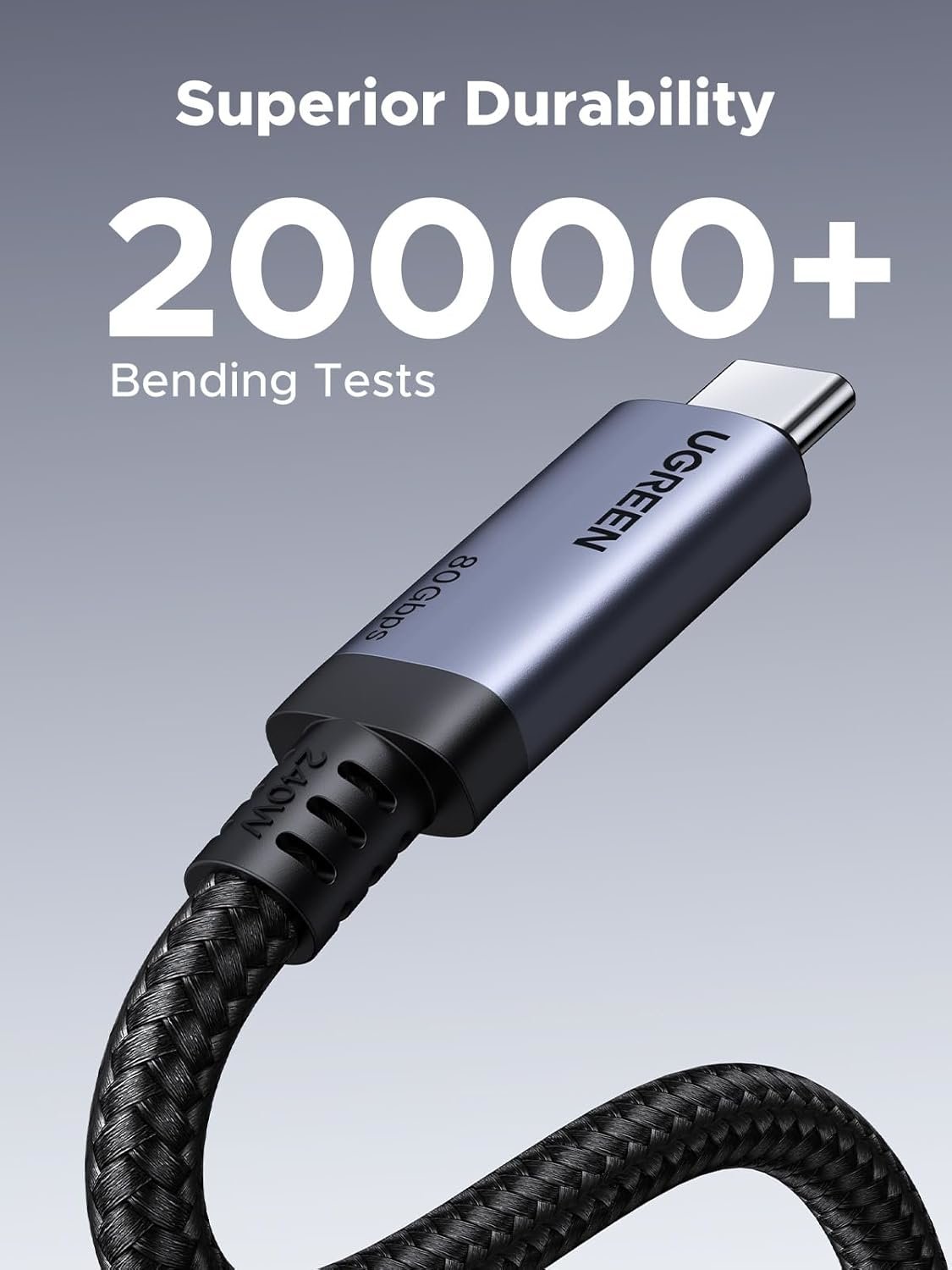 UGREEN USB4 Gen4 240W USB-C to USB-C Cable (Black) - Image 2