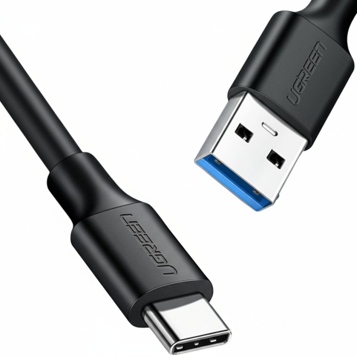 UGREEN Type-C to USB 3.0 Cable 2m – Fast Charging 3A, 5Gbps Sync – Black - Image 2