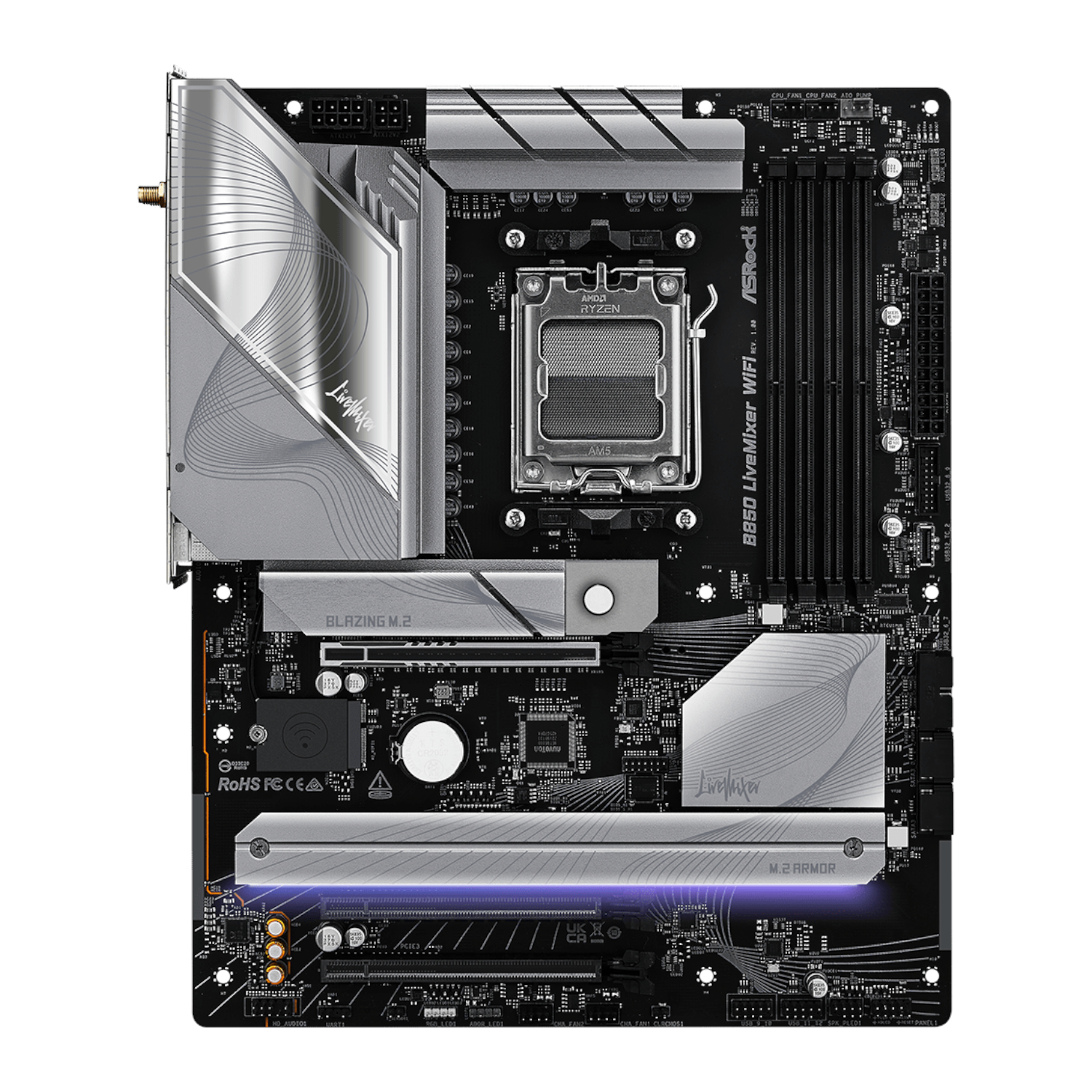ASRock B850 LiveMixer WiFi AM5 ATX Gaming Motherboard - Image 2