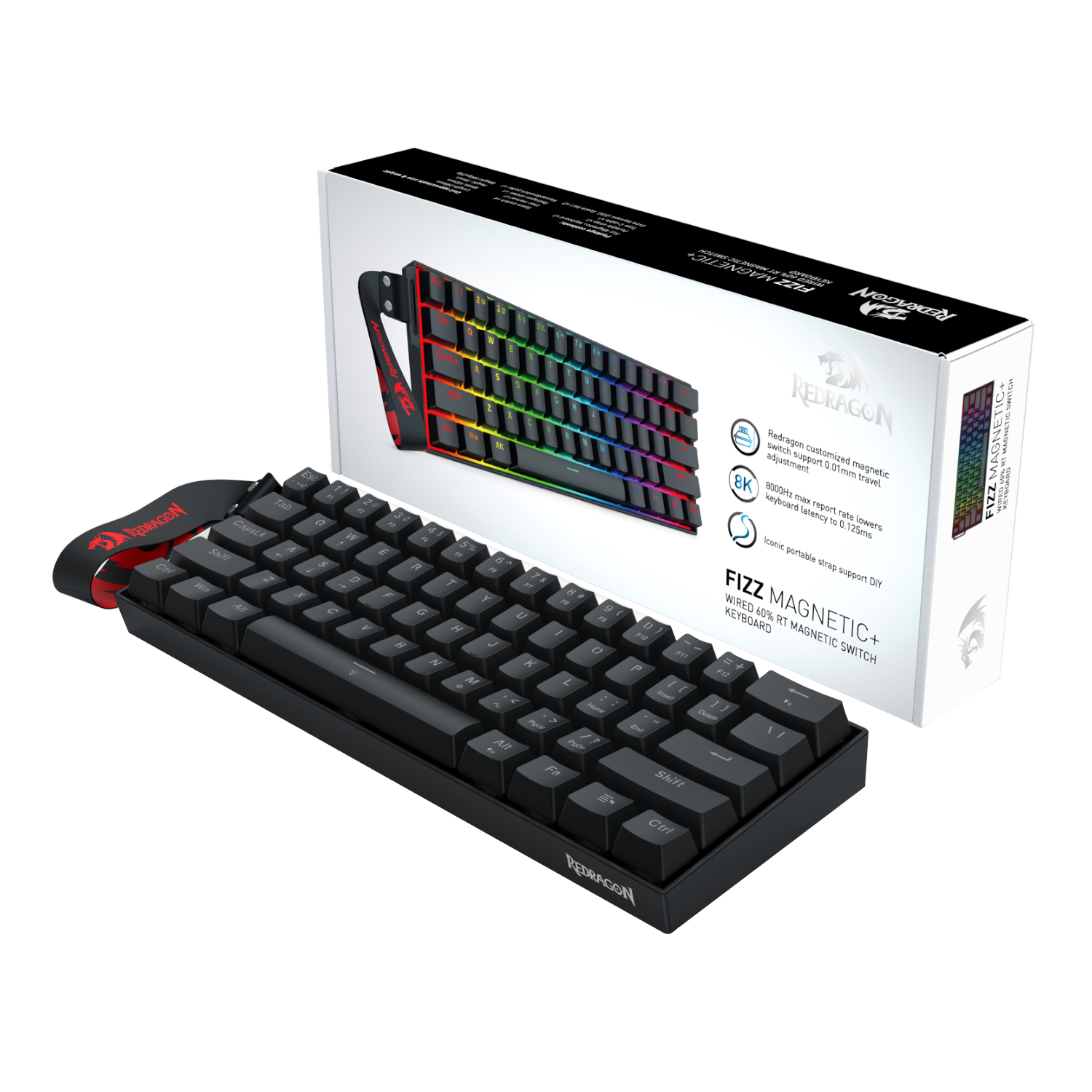 Redragon FIZZ Magnetic Plus 60% RGB Gaming Keyboard - Black - Image 5