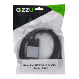 Gizzu Full HD Type-C to VGA Cable (1.8m) – Black