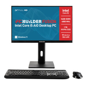 PCBuilder FUSION 24″ Intel Core i5-12400 16GB DDR5 1TB Windows 11 AiO Desktop PC